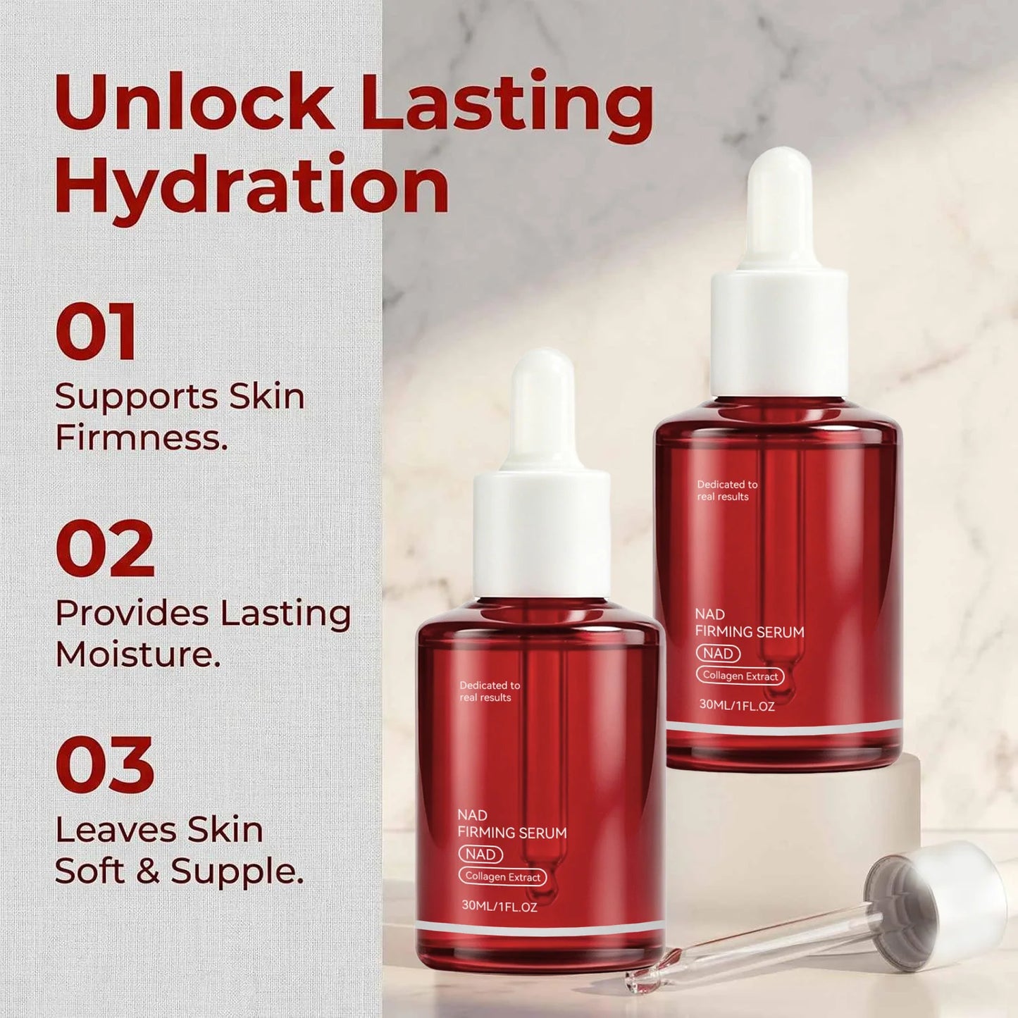NAD+ Firming Serum Collagen Extract & Peptides Facial Serum Improve Skin Elasticity for Smoother Suitable for All Skin Types30Ml